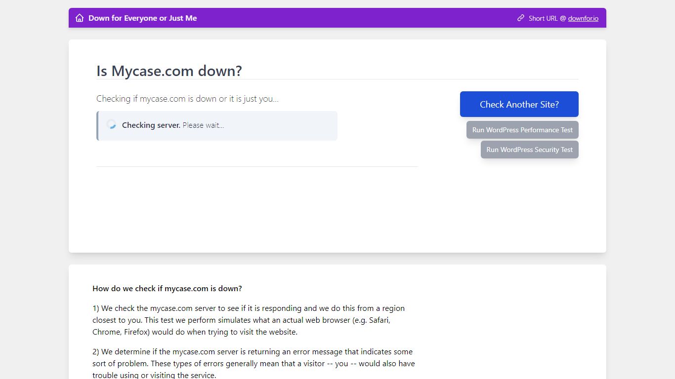 Mycase.com down? Current problems and status.